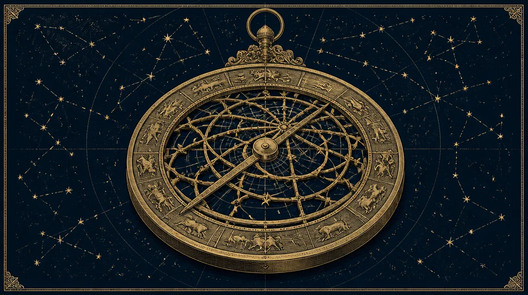 Antik astrolab, graverad